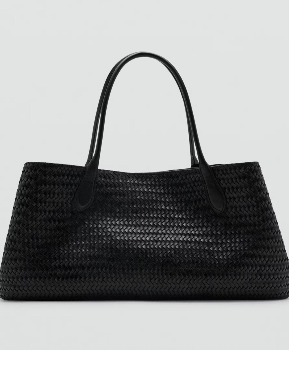 MANGO LARGE BRAIDED LEATHER SHOULDER BAG